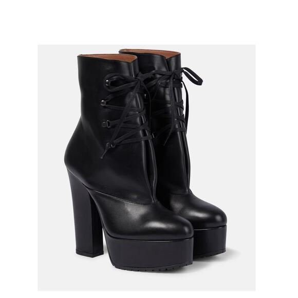 Alaia Shoes - NWOB Alaia Trekk Booties 37.5 US 7.5 Black Leather Lace Up Platform Ankle Boots